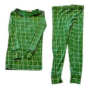 Spearmint Love 3Y Green Checked Bamboo Toddler Pajama Set